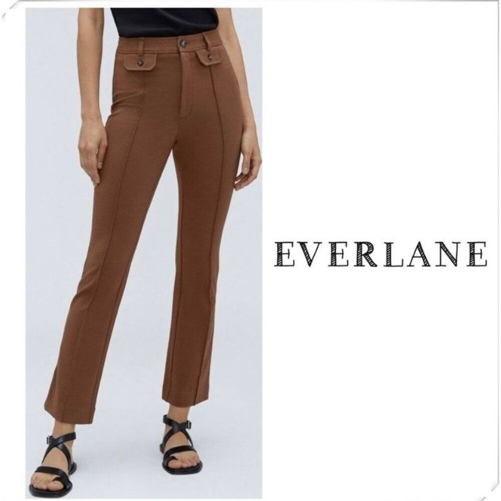 Everlane The Work It Knit Ponte Stretch Pants High-Rise Cropped 6 Expresso Brown